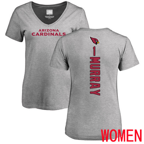 Arizona Cardinals Ash Women Kyler Murray Backer V-Neck NFL Football #1 T Shirt->youth nfl jersey->Youth Jersey